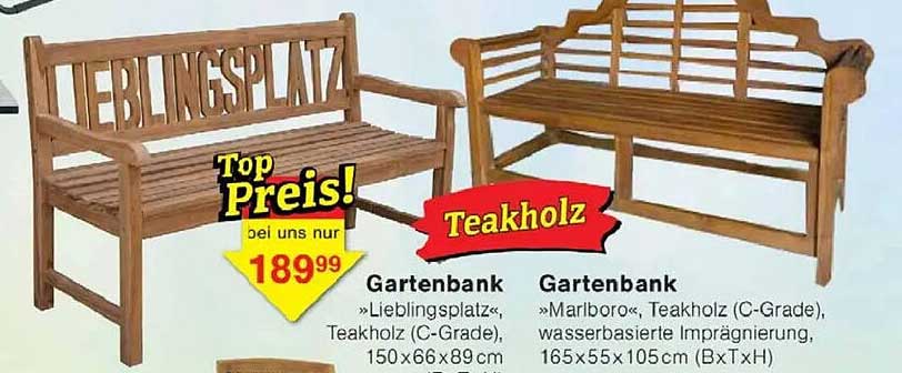 Gartenbank »Lieblingsplatz«, Teakholz (C-Grade), 150x66x89 cm