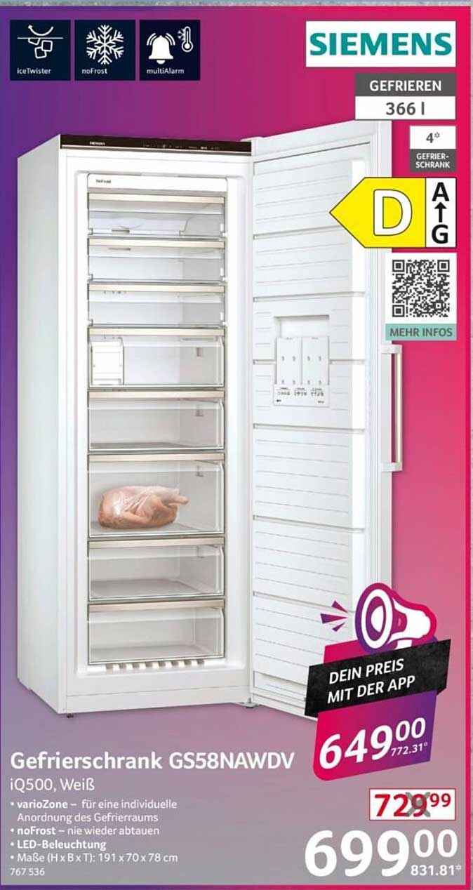 Gefrierschrank GS58NAWDV iQ500, Weiß