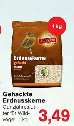 Gehackte Erdnusskerne Ganzjahresfutter für Wildvögel, 1 kg