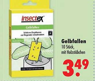 Gelbfallen 10 Stück, mit Holzstäbchen