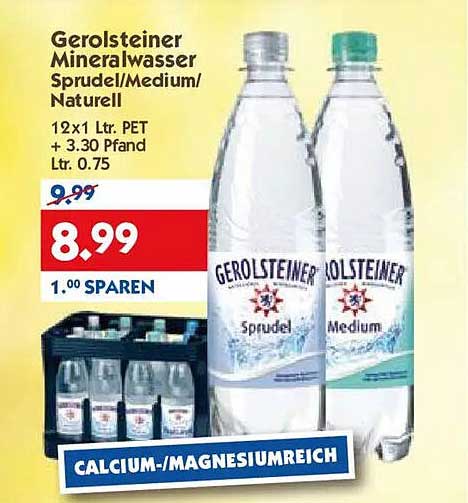 Gerolsteiner Mineralwasser Sprudel/Medium/Naturell
