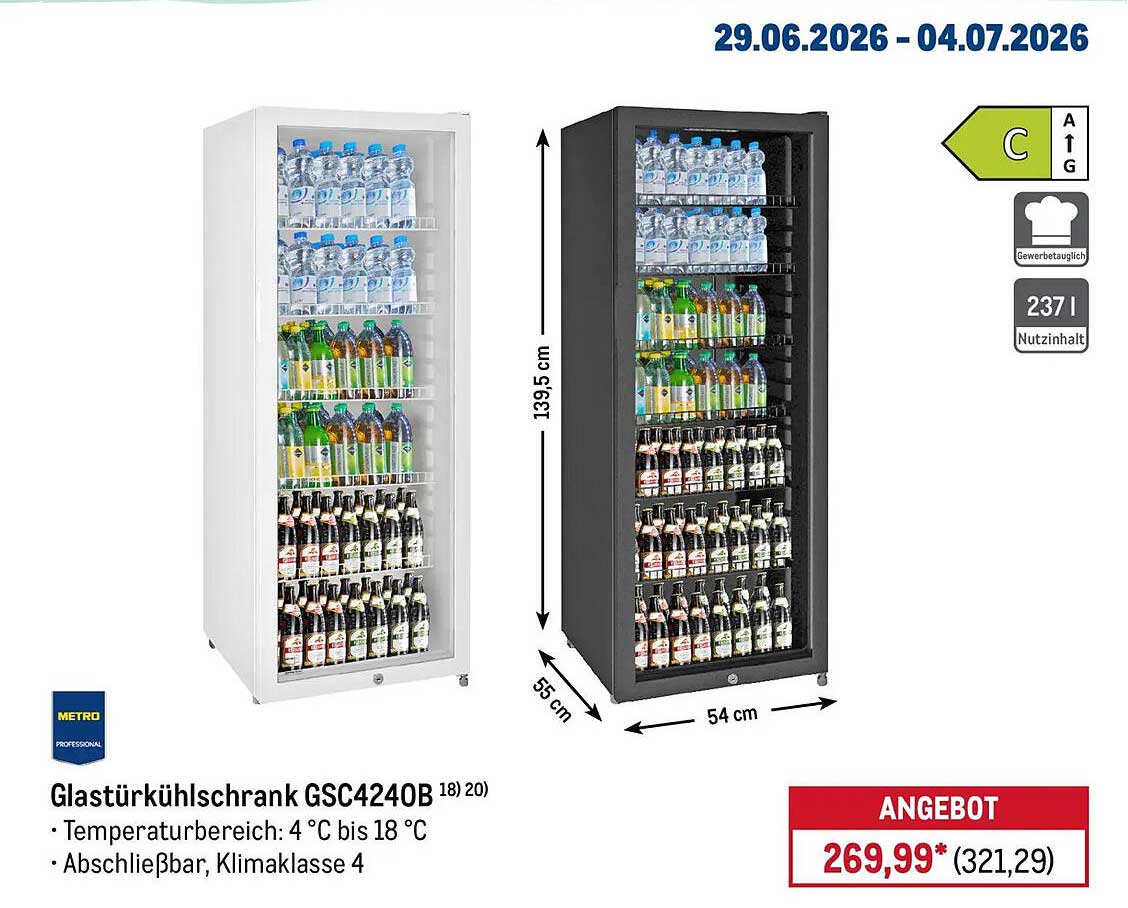 Glastürkühlschrank GSC4240B