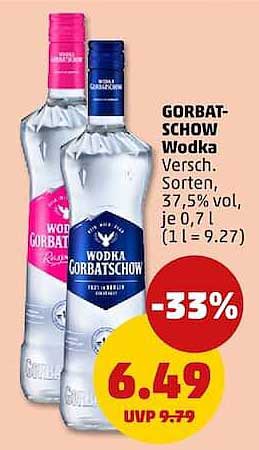 GORBAT-SCHOW Wodka Versch. Sorten, 37,5 % vol, je 0,7 l (1 l = 9.27)