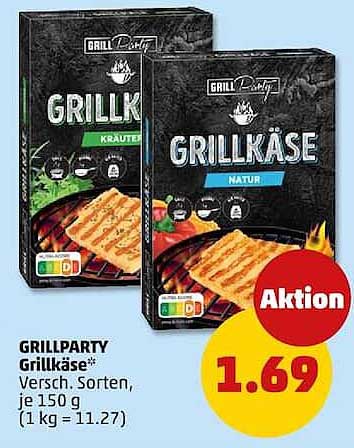 GRILLPARTY Grillkäse* versch. Sorten, je 150 g (1 kg = 11.27)