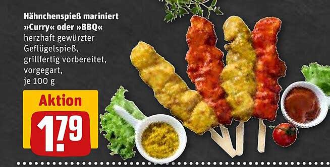 Hähnchenspieß mariniert »Curry« oder »BBQ«