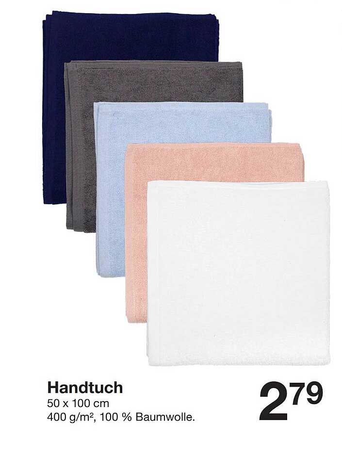 Handtuch 50 x 100 cm 400 g/m², 100 % Baumwolle.