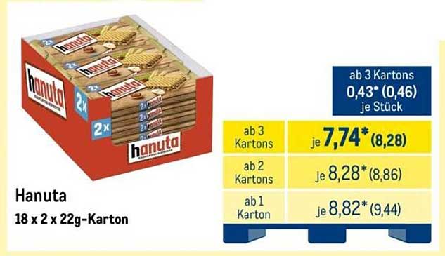 Hanuta 18 x 2 x 22g-Karton
