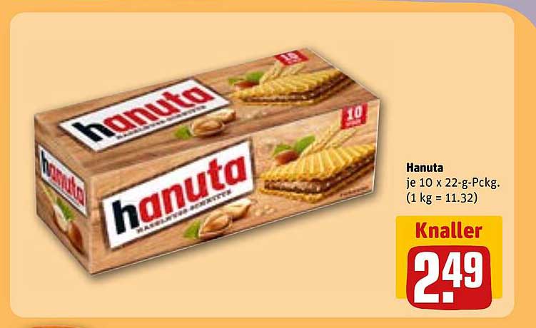 Hanuta je 10 x 22 g-Pckg. (1 kg = 11.32)