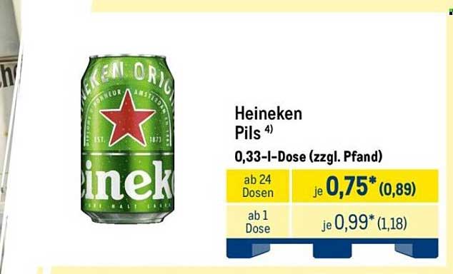 Heineken Pils 0,33-l-Dose (zzgl. Pfand)