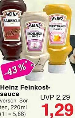 Heinz Feinkost-sauce versch. Sorten, 220ml (1 l = 5,86)