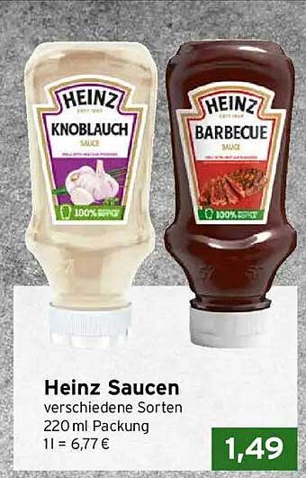 Heinz Saucen verschiedene Sorten 220 ml Packung 1 l = 6,77 €