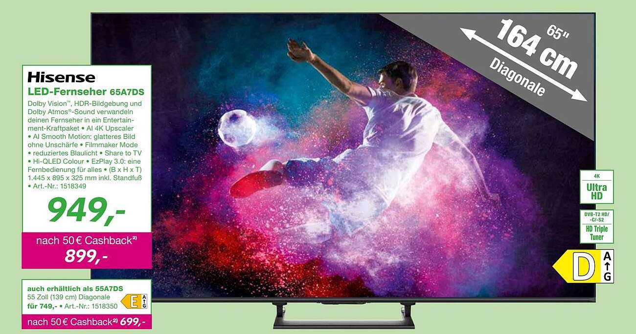 Hisense LED-Fernseher 65A7DS