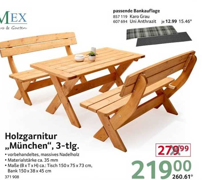 Holzgarnitur „München“, 3-tlg.