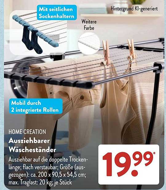 HOME CREATION Ausziehbarer Wäscheständer