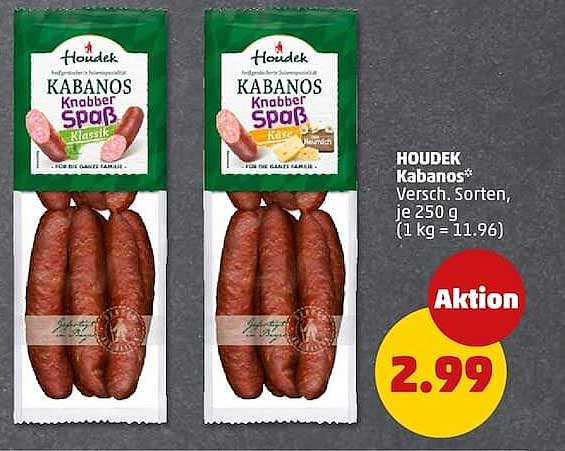 HOUDEK Kabanos* Versch. Sorten, je 250 g (1 kg = 11.96)
