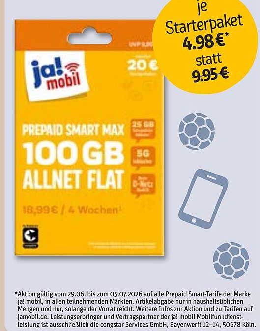 ja! mobil Prepaid Smart Max 100 GB Allnet Flat