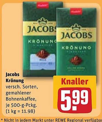 Jacobs Krönung versch. Sorten, gemahlener Bohnenkaffee, je 500-g-Pckg. (1 kg = 11.98)