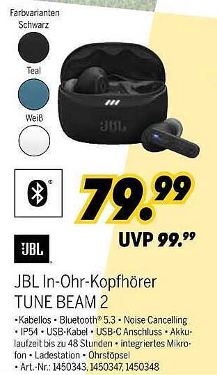 JBL In-Ohr-Kopfhörer TUNE BEAM 2