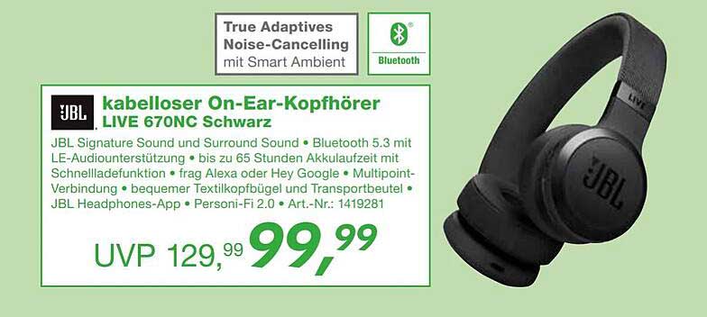 kabelloser On-Ear-Kopfhörer LIVE 670NC Schwarz