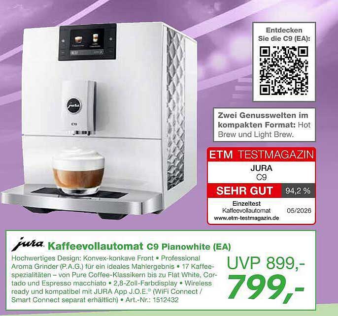 Kaffeevollautomat C9 Pianowhite (EA)