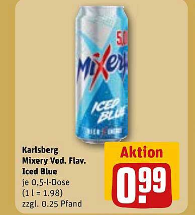 Karlsberg Mixery Vod. Flav. Iced Blue je 0,5-L-Dose (1 l = 1.98) zzgl. 0.25 Pfand