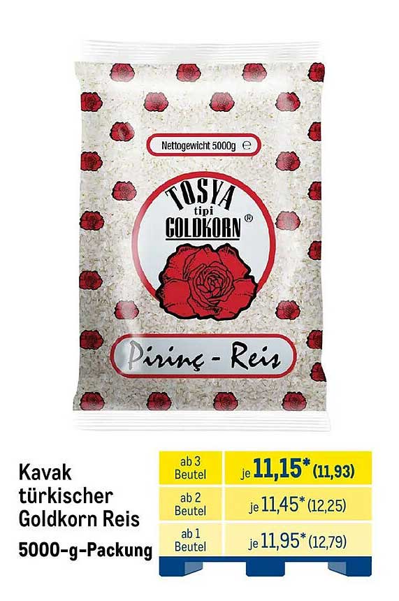 Kavak türkischer Goldkorn Reis 5000-g-Packung