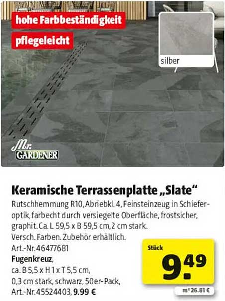 Keramische Terrassenplatte „Slate“