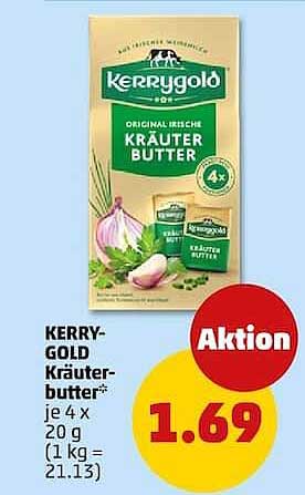 KERRYGOLD Kräuterbutter* je 4 x 20 g (1 kg = 21.13)