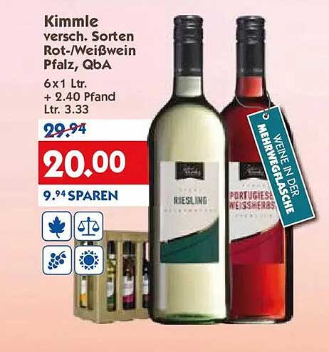 Kimmle versch. Sorten Rot-/Weißwein Pfalz, QbA