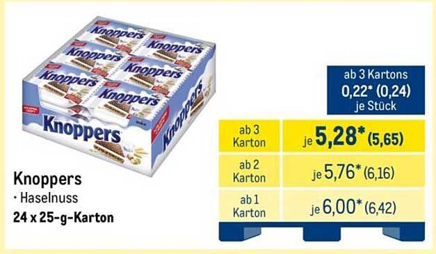 Knoppers - Haselnuss 24 x 25-g-Karton
