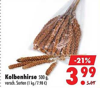 Kolbenhirse 500 g, versch. Sorten (1 kg / 7.98 €)