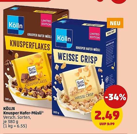 Kölln Knusper Hafer-Müsli* versch. Sorten, je 380 g