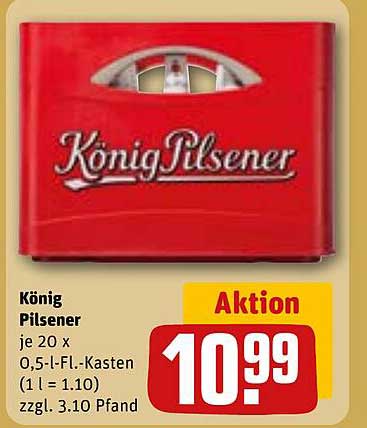 König Pilsener je 20 x 0,5-l-Fl.-Kasten (1 l = 1.10) zzgl. 3.10 Pfand