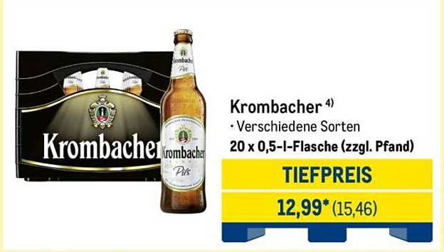 Krombacher 4) • Verschiedene Sorten 20 x 0,5-l-Flasche (zzgl. Pfand) TIEFPREIS