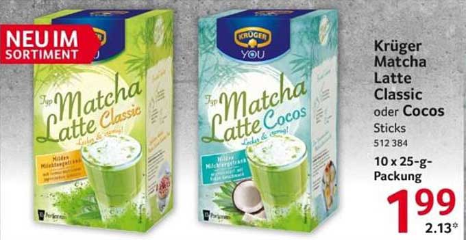 Krüger Matcha Latte Classic oder Cocos Sticks