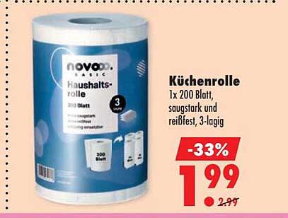 Küchenrolle 1x 200 Blatt, saugstark und reißfest, 3-lagig