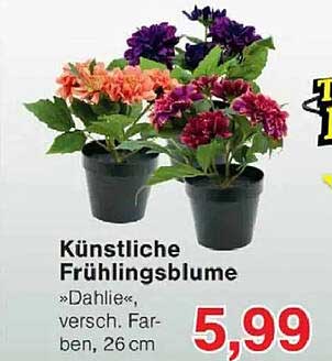 Künstliche Frühlingsblume »Dahlie«, versch. Farben, 26 cm