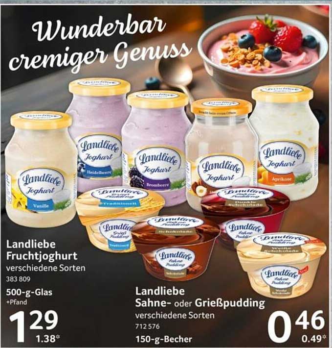 Landliebe Fruchtjoghurt verschiedene Sorten 500-g-Glas +Pfand