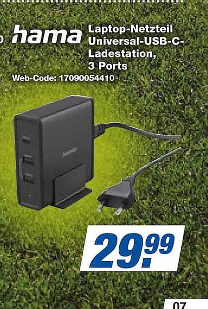 Laptop-Netzteil Universal-USB-C-Ladestation, 3 Ports