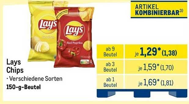 Lays Chips • Verschiedene Sorten 150-g-Beutel
