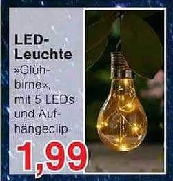 LED-Leuchte »Glühbirne«, mit 5 LEDs und Aufhängeclip