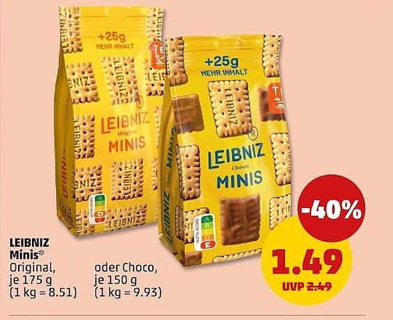 LEIBNIZ Minis* Original, je 175 g oder Choco, je 150 g