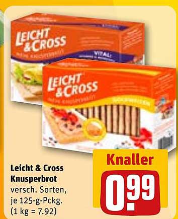Leicht & Cross Knusperbrot versch. Sorten je 125-g-Pckg. (1 kg = 7.92)