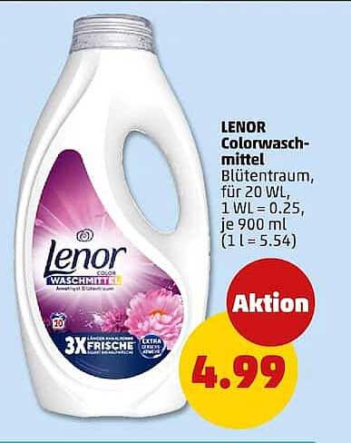 LENOR Colorwaschmittel Blütentraum, für 20 WL, 1 WL = 0,25, je 900 ml (1 l = 5,54)