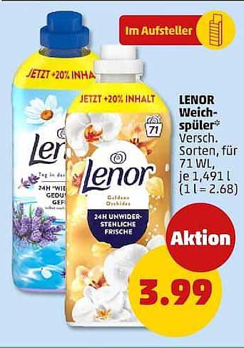 LENOR Weichspüler* Versch. Sorten, für 71 WL, je 1,491 l (1 l = 2.68)