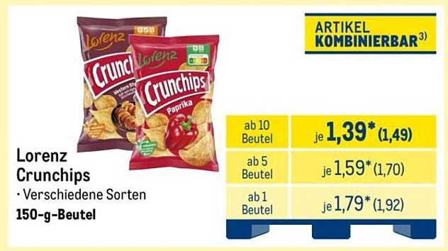Lorenz Crunchips • Verschiedene Sorten 150-g-Beutel