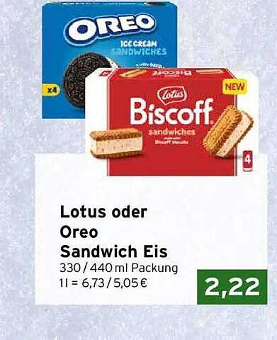 Lotus oder Oreo Sandwich Eis