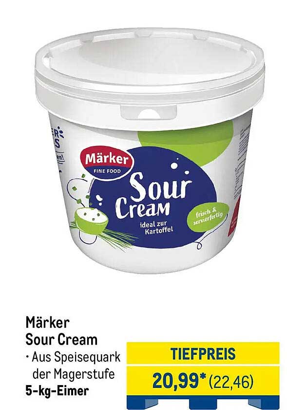 Märker Sour Cream · Aus Speisequark der Magerstufe 5-kg-Eimer