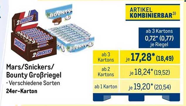 Mars/Snickers/Bounty Großriegel