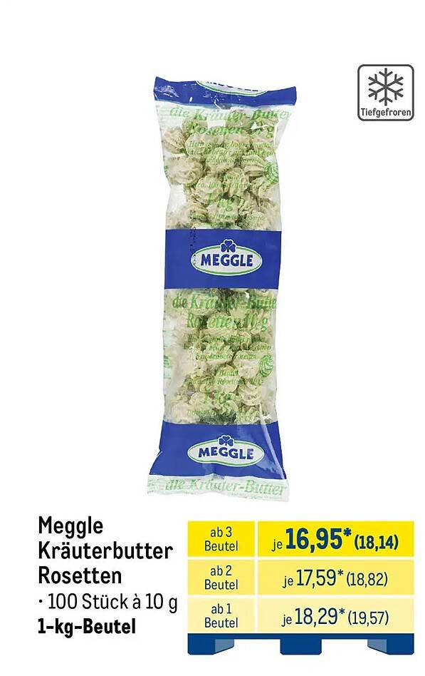 Meggle Kräuterbutter Rosetten · 100 Stück à 10 g · 1-kg-Beutel